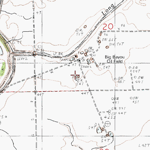 Topographic Map of Big Bayou Oil Field, LA