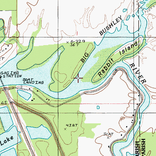 Topographic Map of Big Bushley Creek, LA