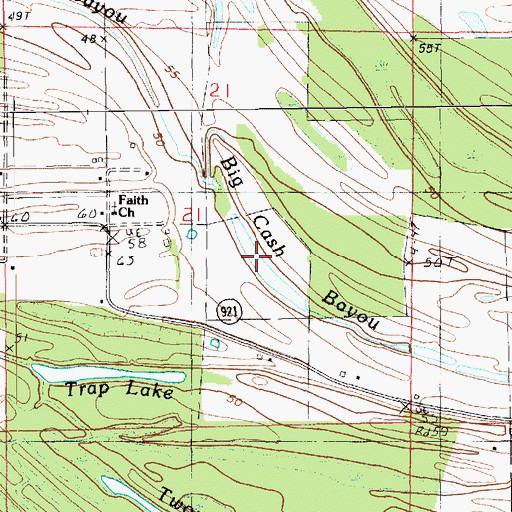 Topographic Map of Big Cash Bayou, LA