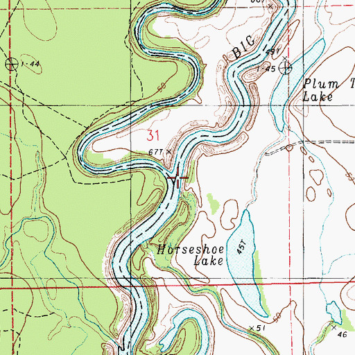 Topographic Map of Big Creek, LA