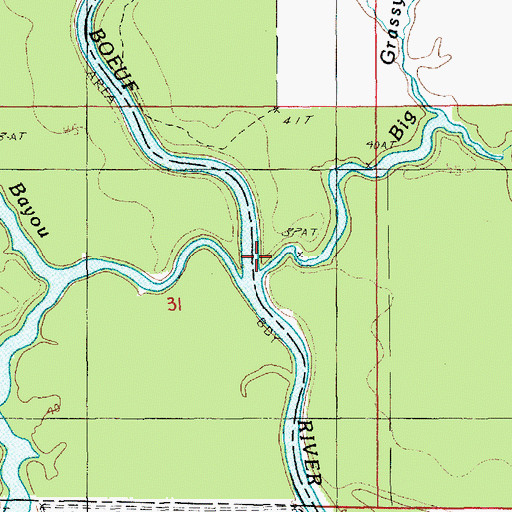Topographic Map of Big Grassy Bayou, LA