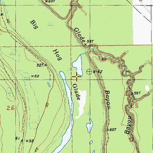 Topographic Map of Big Hog Glade, LA