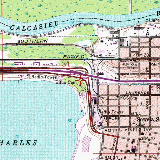 Topographic Map of Bilbo Cemetery, LA