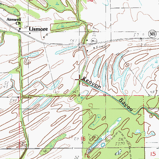 Topographic Map of Bill John Bayou, LA