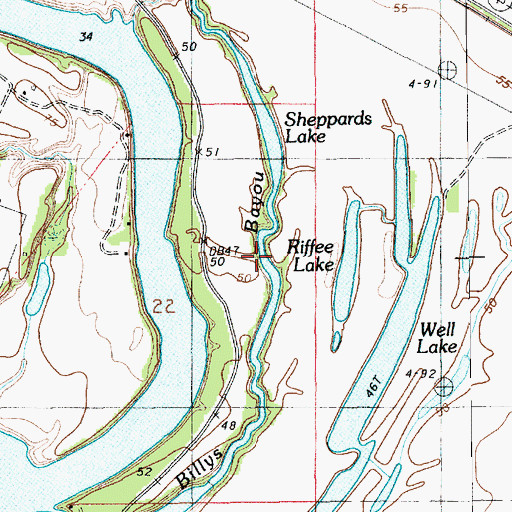 Topographic Map of Billys Bayou, LA