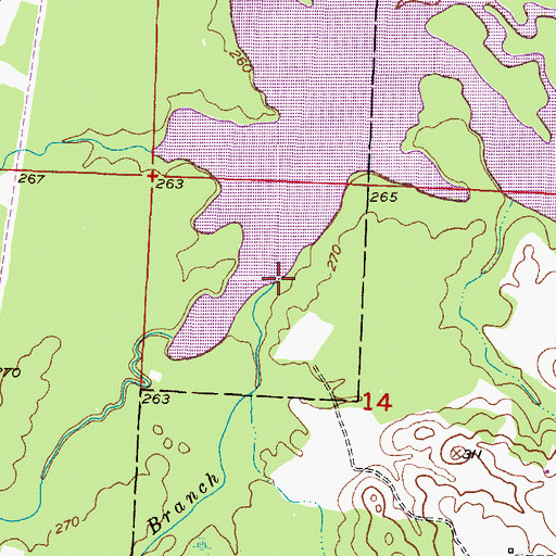 Topographic Map of Peytonville Branch, AR