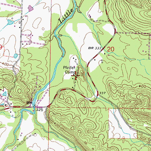 Topographic Map of Pfeifer Camp, AR