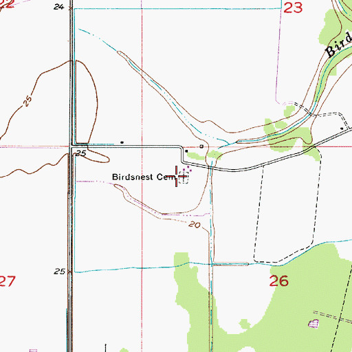 Topographic Map of Birdsnest Cemetery, LA