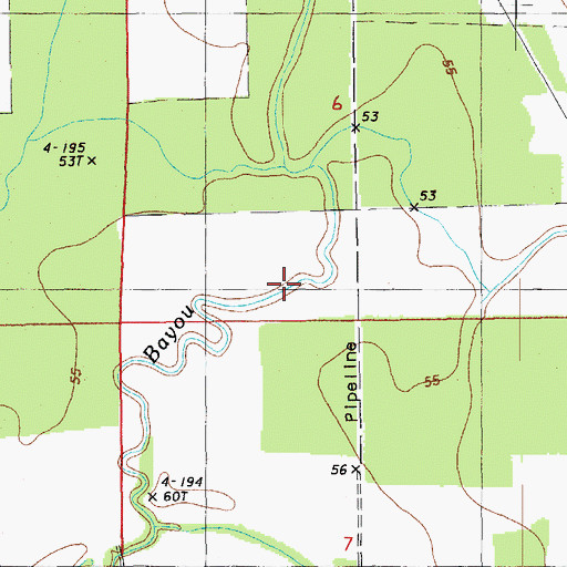 Topographic Map of Black Bayou, LA