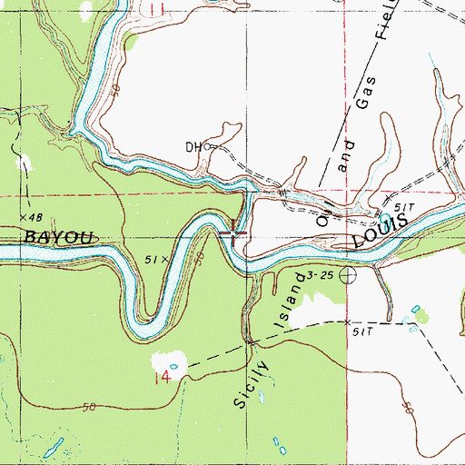 Topographic Map of Black Bayou, LA