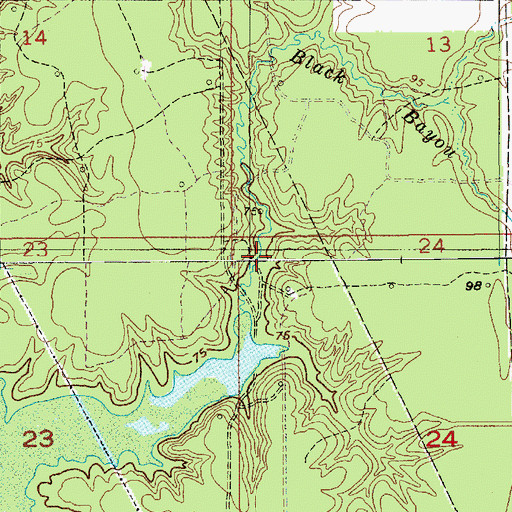 Topographic Map of Black Bayou, LA