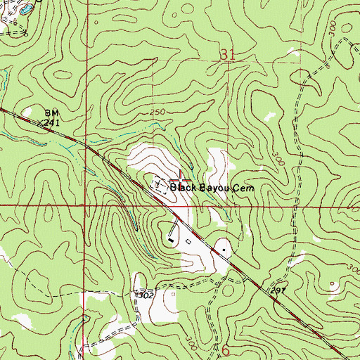 Topographic Map of Black Bayou Cemetery, LA