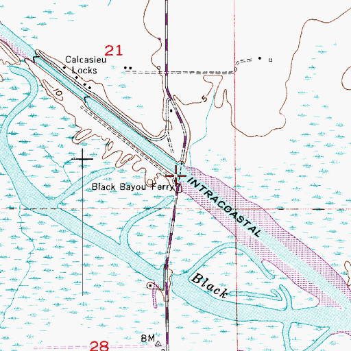 Topographic Map of Black Bayou Ferry, LA