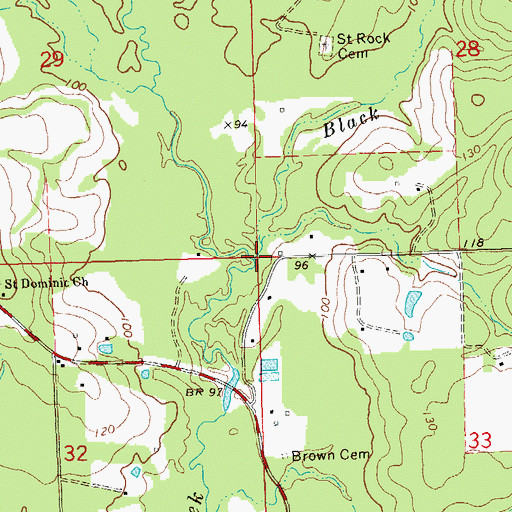 Topographic Map of Black Branch, LA