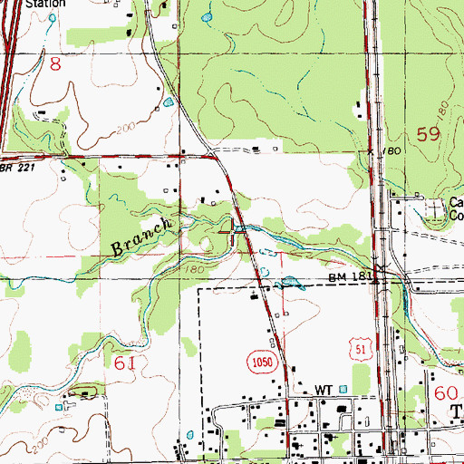 Topographic Map of Black Branch, LA