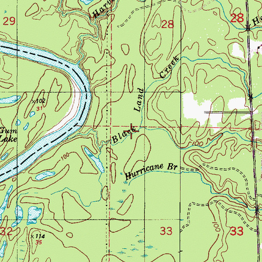 Topographic Map of Black Land Creek, LA