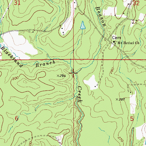 Topographic Map of Blackland Branch, LA