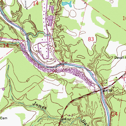 Topographic Map of Blackwater Bayou, LA