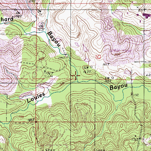 Topographic Map of Blanchard Bayou, LA