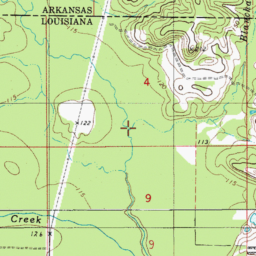 Topographic Map of Blanchard Creek, LA
