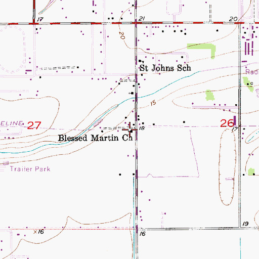 Topographic Map of Blessed Martin Church, LA