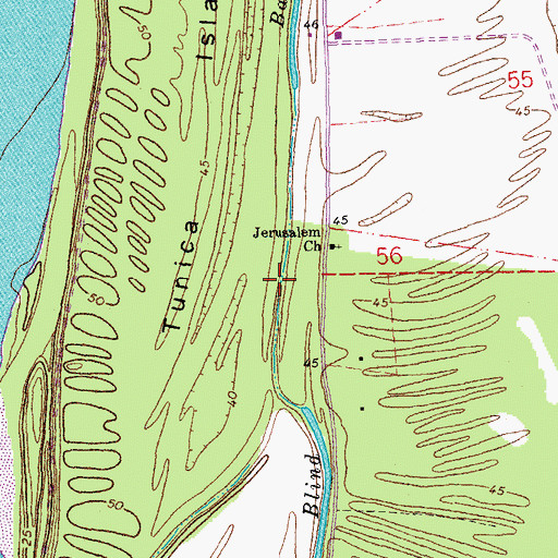 Topographic Map of Blind Bayou, LA