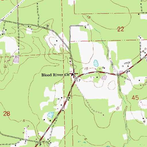 Topographic Map of Blood River Church, LA