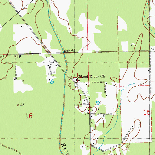 Topographic Map of Blood River Church, LA