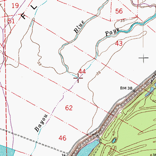 Topographic Map of Blue Bayou, LA