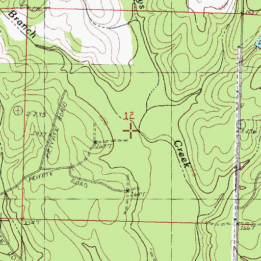 Topographic Map of Blue Branch, LA