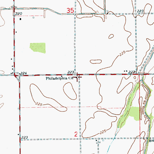Topographic Map of Philadelphia Church, AR