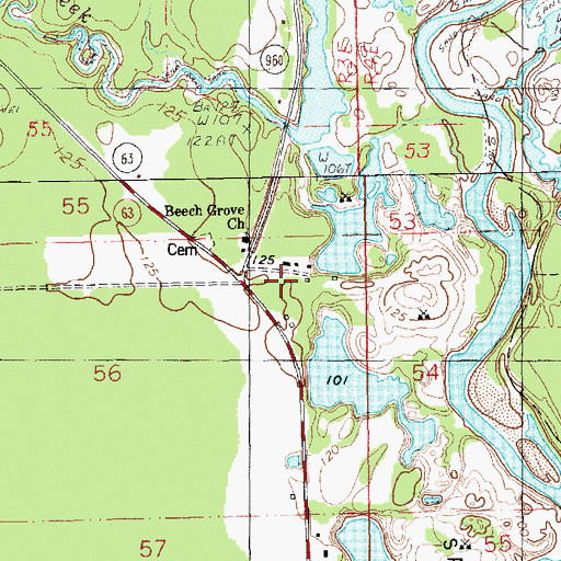 Topographic Map of Bluff Creek, LA