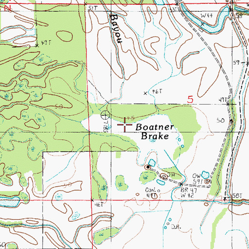Topographic Map of Boatner Brake, LA