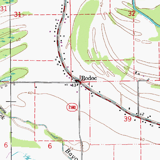Topographic Map of Bodoc, LA