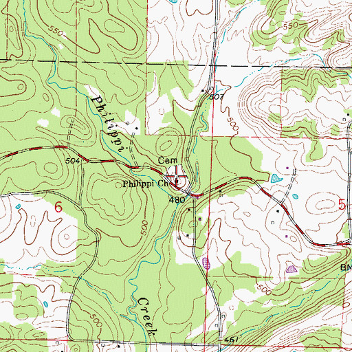 Topographic Map of Philippi Church, AR