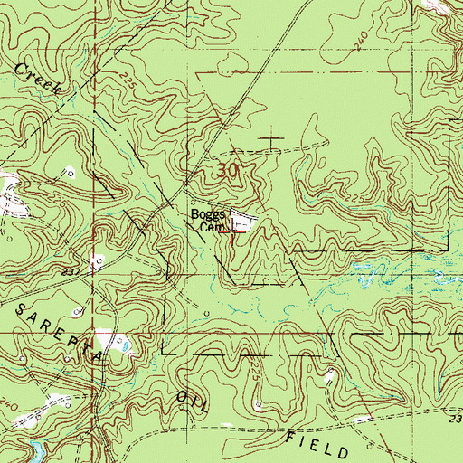 Topographic Map of Boggs Cemetery, LA