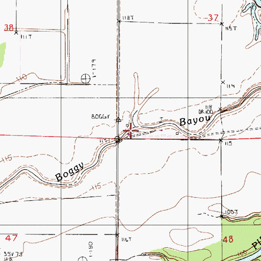 Topographic Map of Boggy Bayou, LA