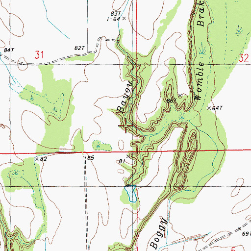 Topographic Map of Boggy Bayou, LA