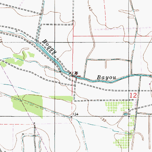 Topographic Map of Boggy Bayou, LA