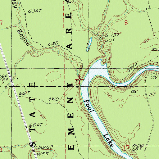 Topographic Map of Boggy Bayou, LA