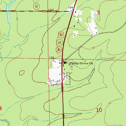 Topographic Map of Phillip Grove Church, AR