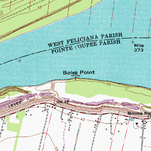 Topographic Map of Boies Point, LA