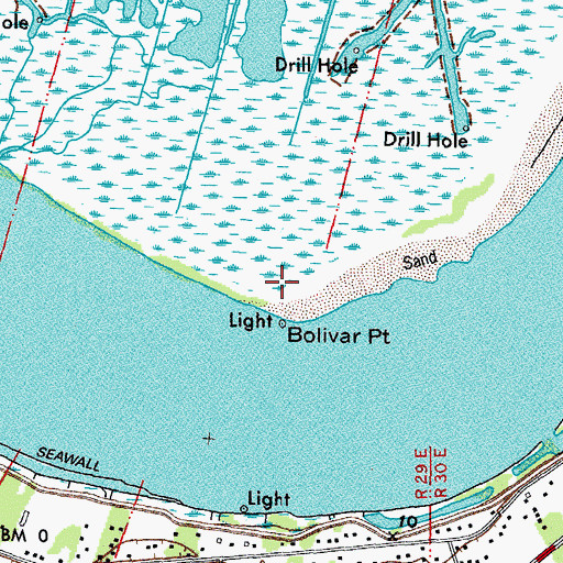 Topographic Map of Bolivar Point, LA