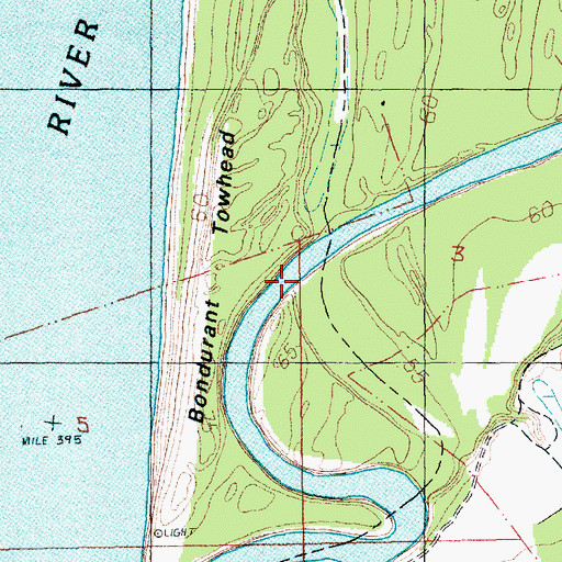 Topographic Map of Bondurant Towhead, LA