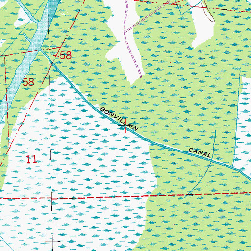 Topographic Map of Bonvillain Canal, LA