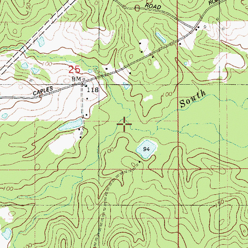 Topographic Map of Booker Branch, LA