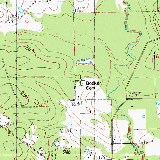 Topographic Map of Booker Cemetery, LA