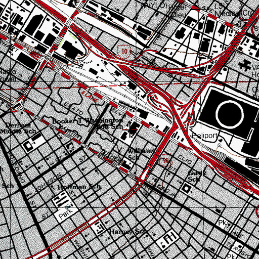 Topographic Map of Booker T Washington High School, LA