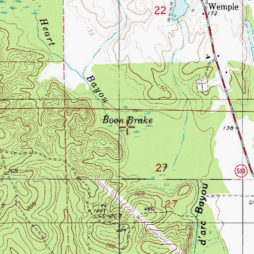 Topographic Map of Boon Brake, LA