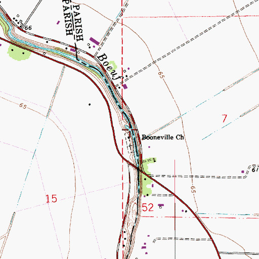 Topographic Map of Booneville Church, LA